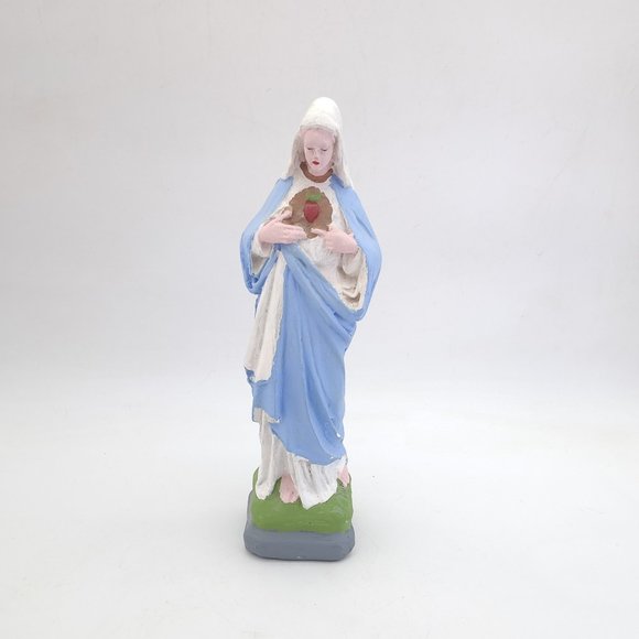 Virgin Mary Immaculate Heart Plaster Statue - Picture 1 of 10